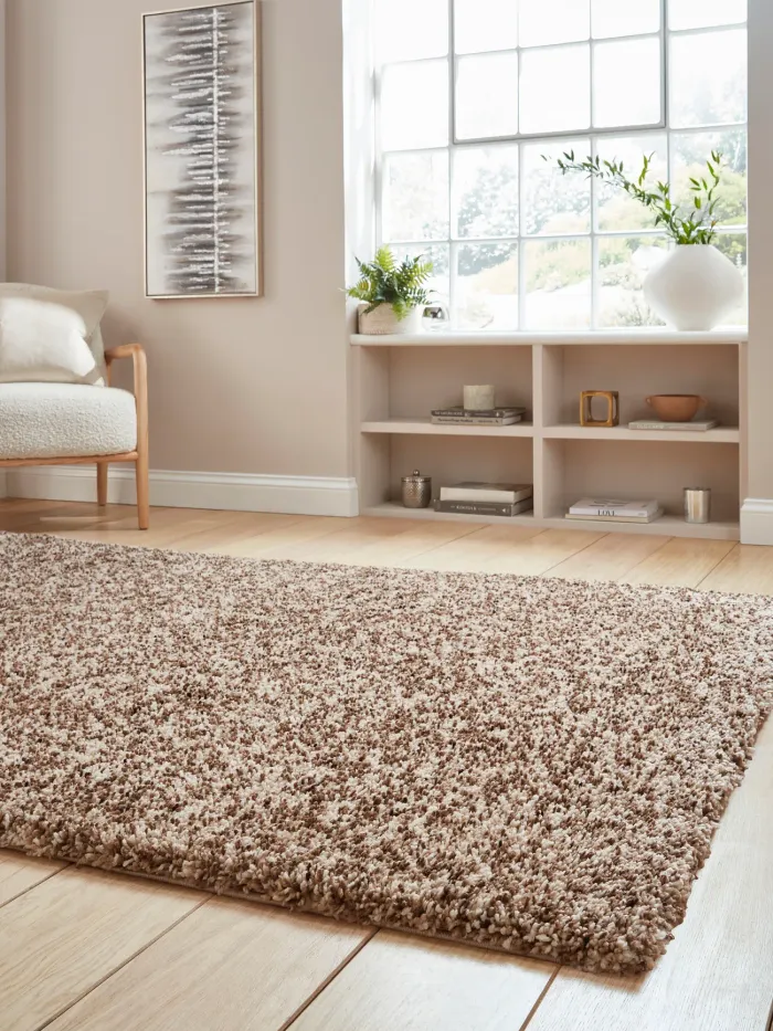 Shaggy rugs styled in a room
